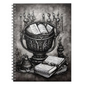 Silvery Steampunk Cauldron Spellbooks und Tränke Notizblock (Vorderseite)