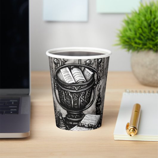 Silvery Steampunk Cauldron Spellbooks und Tränke Pappbecher (InSitu)