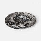 Silvery Steampunk Cauldron Spellbooks und Tränke Pappteller (Schrägansicht)