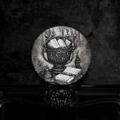 Silvery Steampunk Cauldron Spellbooks und Tränke Runde Wanduhr