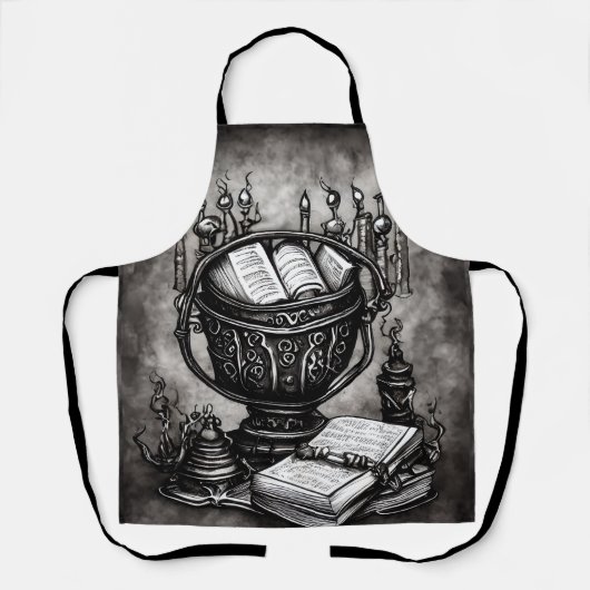 Silvery Steampunk Cauldron Spellbooks und Tränke Schürze (Vorderseite)