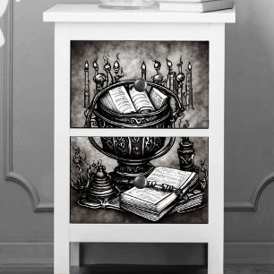 Silvery Steampunk Cauldron Spellbooks und Tränke Seidenpapier