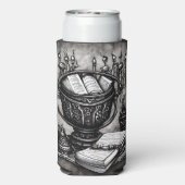 Silvery Steampunk Cauldron Spellbooks und Tränke Selters Dosenkühler (Seltzer Rückseite)