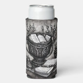 Silvery Steampunk Cauldron Spellbooks und Tränke Selters Dosenkühler (Seltzer Vorderseite)