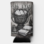 Silvery Steampunk Cauldron Spellbooks und Tränke Selters Dosenkühler (Rückseite)
