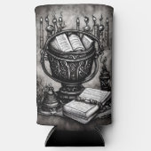 Silvery Steampunk Cauldron Spellbooks und Tränke Selters Dosenkühler (Vorderseite)