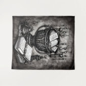 Silvery Steampunk Cauldron Spellbooks und Tränke Wandteppich (Vorderseite (Horizontal))