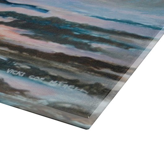 Silvery Sunset an der Sharkfin Cutting Board Schneidebrett (Ecke)
