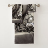 Silvery Verziert Cauldron mit Lila Kristallball Badhandtuch Set (Insitu)