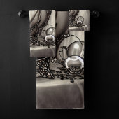 Silvery Verziert Cauldron mit Lila Kristallball Badhandtuch Set