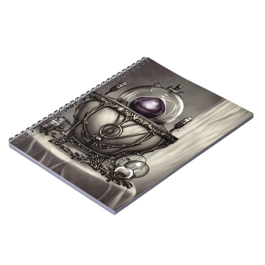 Silvery Verziert Cauldron mit Lila Kristallball Notizblock (Linke Seite)