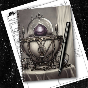 Silvery Verziert Cauldron mit Lila Kristallball Notizblock