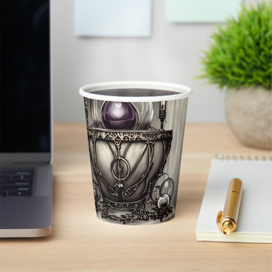 Silvery Verziert Cauldron mit Lila Kristallball Pappbecher (InSitu)