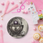 Silvery Verziert Cauldron mit Lila Kristallball Pappteller (Party)