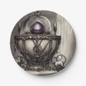 Silvery Verziert Cauldron mit Lila Kristallball Pappteller (Vorderseite)