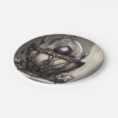 Silvery Verziert Cauldron mit Lila Kristallball Pappteller (Schrägansicht)