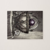 Silvery Verziert Cauldron mit Lila Kristallball Puzzle (Horizontal)