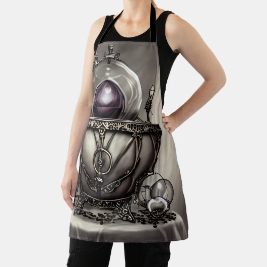 Silvery Verziert Cauldron mit Lila Kristallball Schürze (InSitu)