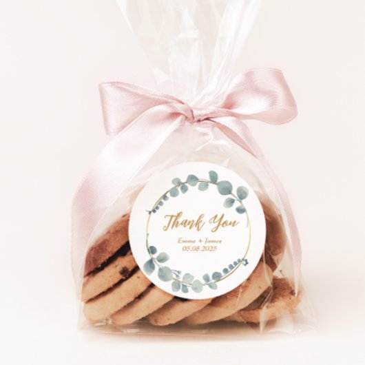 Silvery Watercolor Eucalyptus Wedding Sticker