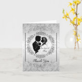 Silvery White Bridge & Groom Silhouette Note Card Karte (Gelbe Blume)