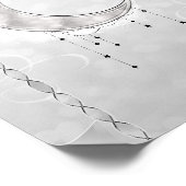 Silvery White Crescent Moon Stars Engagement Party Poster (Ecke)