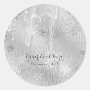 Silvery White Snowflakes Winter Wonderland Gefalle Runder Aufkleber