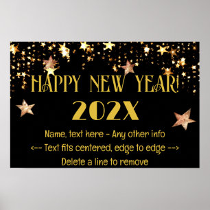 Silvester 18 x 12 Festliches Schwarz & Gold Poster