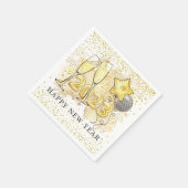 Silvester 2023 Champagne Balloons Glitzer Serviette (Ecke)