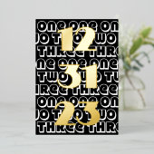 Silvester 2023 Eins Zwei Drei 123123 Schwarz Folieneinladung (Stehend vorne)