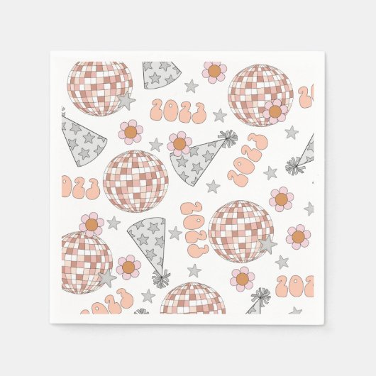Silvester 2023 Retro Disco Ball Serviette (Vorderseite)