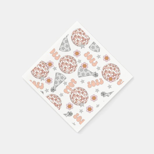 Silvester 2023 Retro Disco Ball Serviette (Ecke)