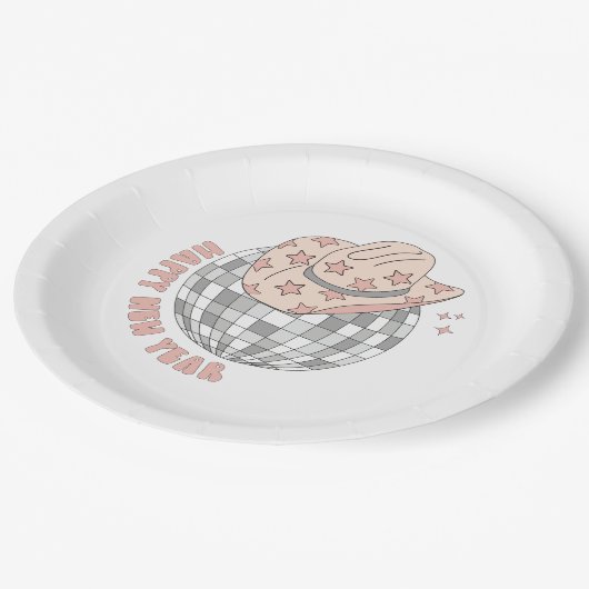 Silvester 2023 Retro Disco Cowboy Pappteller (Schrägansicht)