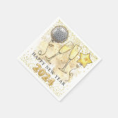 Silvester 2024 Champagne Balloons Glitzer Serviette (Ecke)