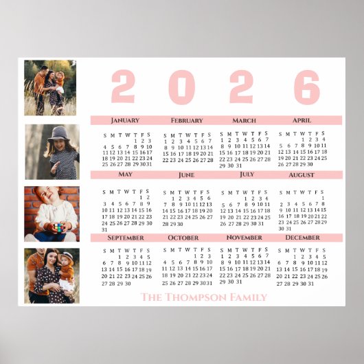 Silvester 2025 - Kalenderfamilie Multi Foto Collag Poster (Vorne)