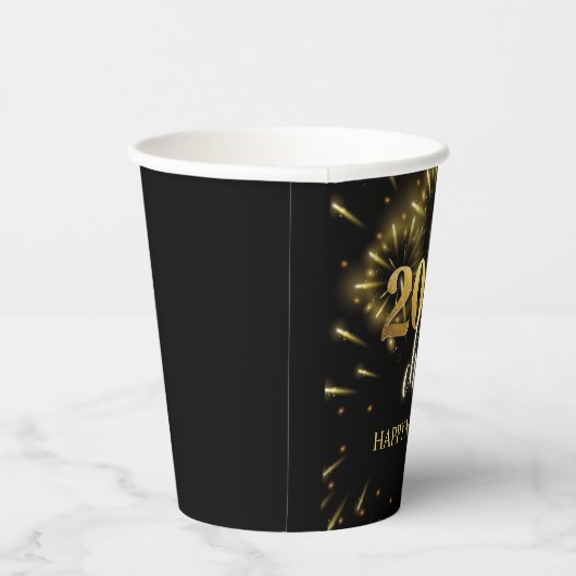 Silvester 2025 Party Gold & Black Pappbecher (Rechts)