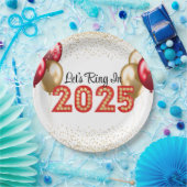 Silvester 2025 Party Roter und Goldmarsch Pappteller (Party)