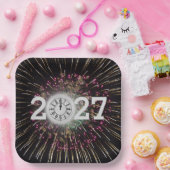 Silvester 2026 - Mond und Uhr Pappteller (Party)