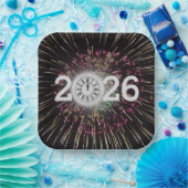 Silvester 2026 - Mond und Uhr Pappteller (Party)