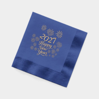 Silvester 2027 Kalligrafie & Feuerwerk Servietten Mit Folie