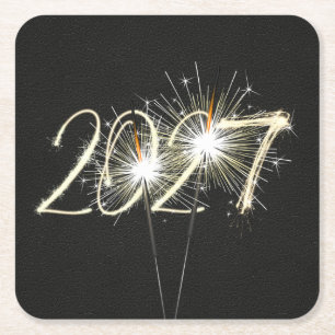 Silvester 2027Party-Funken Rechteckiger Pappuntersetzer