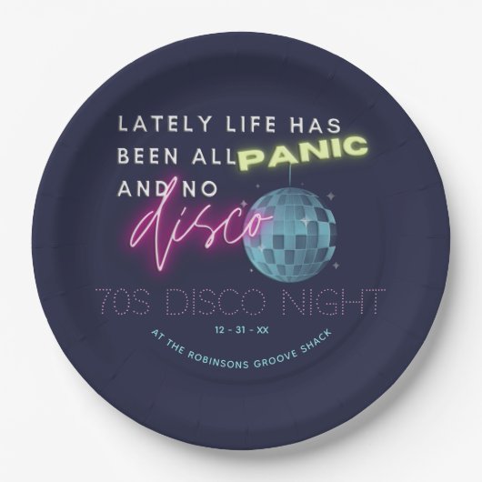 Silvester 70er Party Pappteller (Vorderseite)