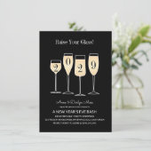 Silvester-Bash-Champagner Einladung (Stehend Vorderseite)