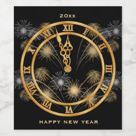 Silvester Black & Gold Clock Weinetikett