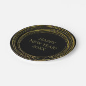 Silvester Black Gold Glitzer glücklich Neues Jahr Pappteller (Schrägansicht)