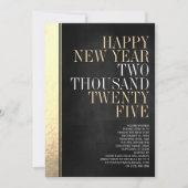 Silvester Black & Gold Metallic Edge Party Einladung (Vorderseite)