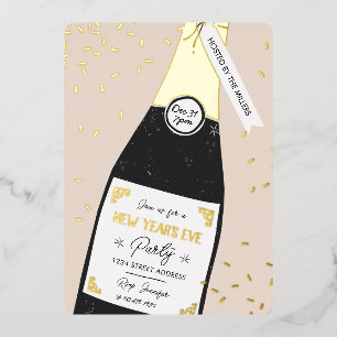 Silvester Blubbly Party Gold Foil Einladung