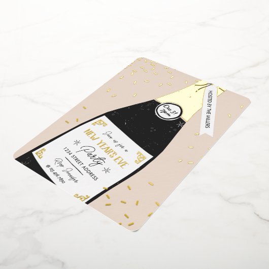 Silvester Blubbly Party Gold Foil Einladung (Gedreht)