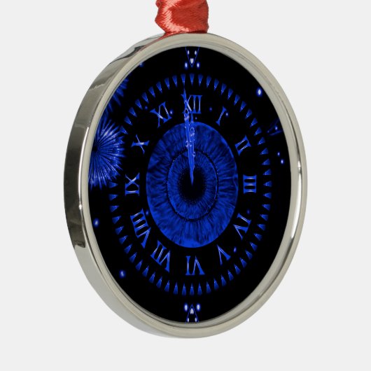 Silvester Blue Iris Clock Metal Ornament (Rechts)