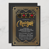 Silvester Casino Vegas Black and Gold Einladung (Vorne/Hinten)