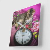 Silvester Cat 12 Mitternachtszählung Quadratische Wanduhr (Winkel)